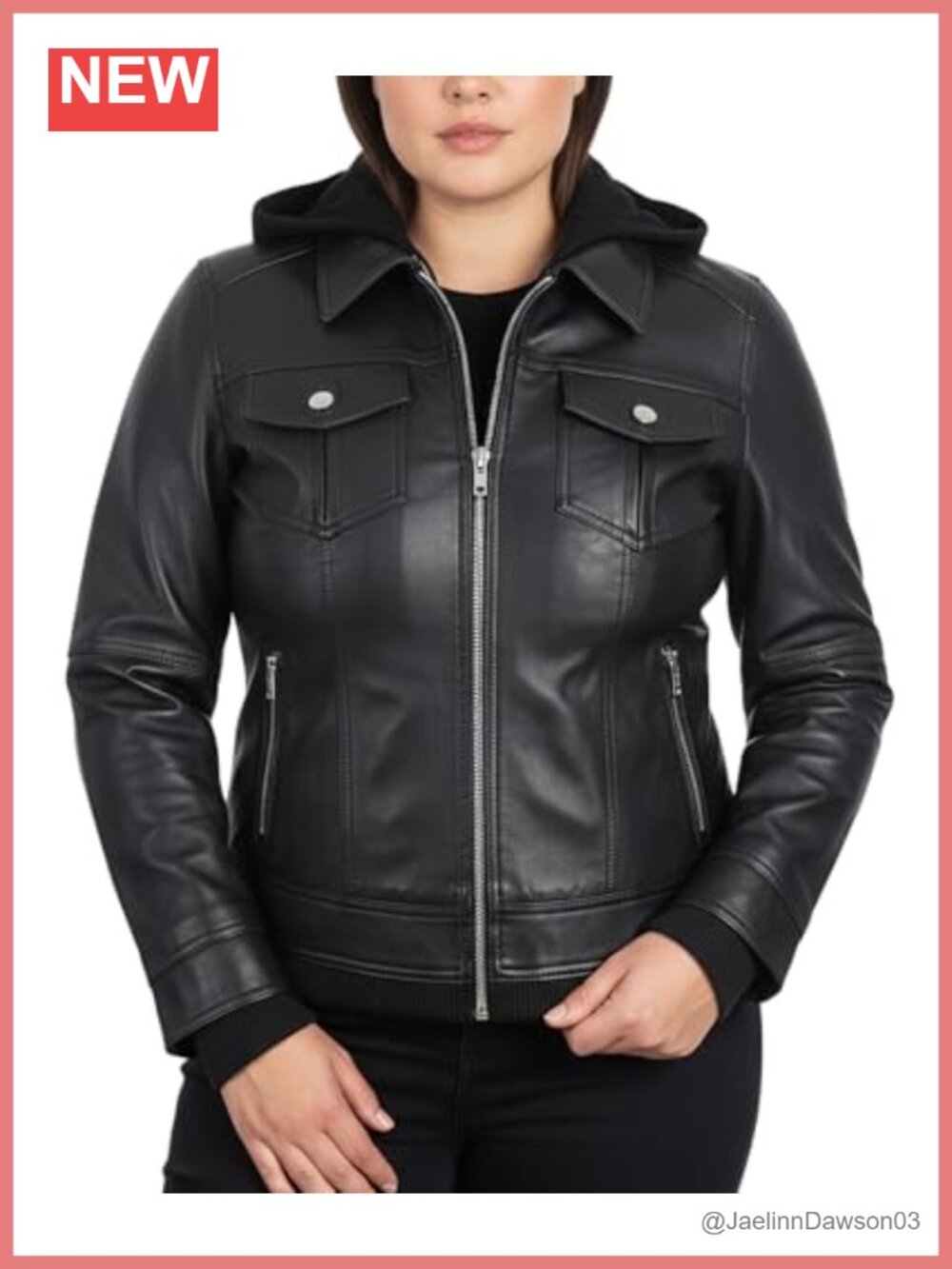Lambskin Leather Jacket Removable Hood Tailored Fit
